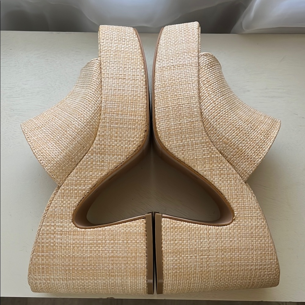 Beige Platform Heeled Mules - Picture 5 of 6
